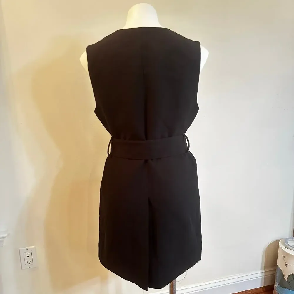 Womens J. Crew 365 Long Belted Sleeveless Blazer sz 8